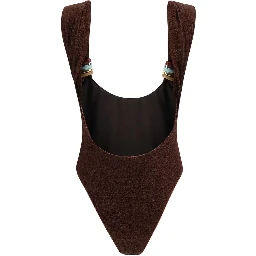 Brown Polyamide One-Piece Swimsuit