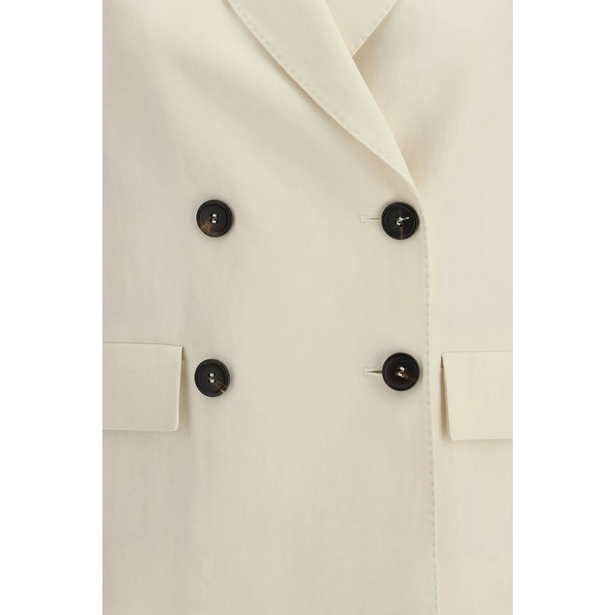 Cream Viscose Jackets And Coat