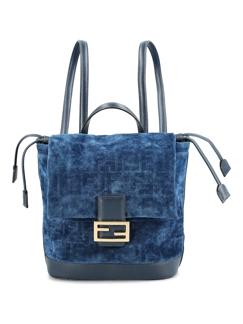 Flocked FF Denim Backpack