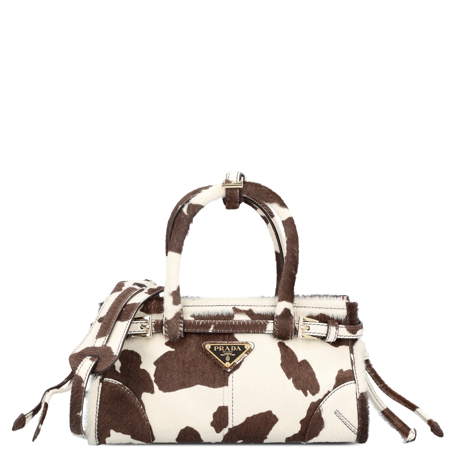 White and dark brown animal print Prada Bonnie mini handbag