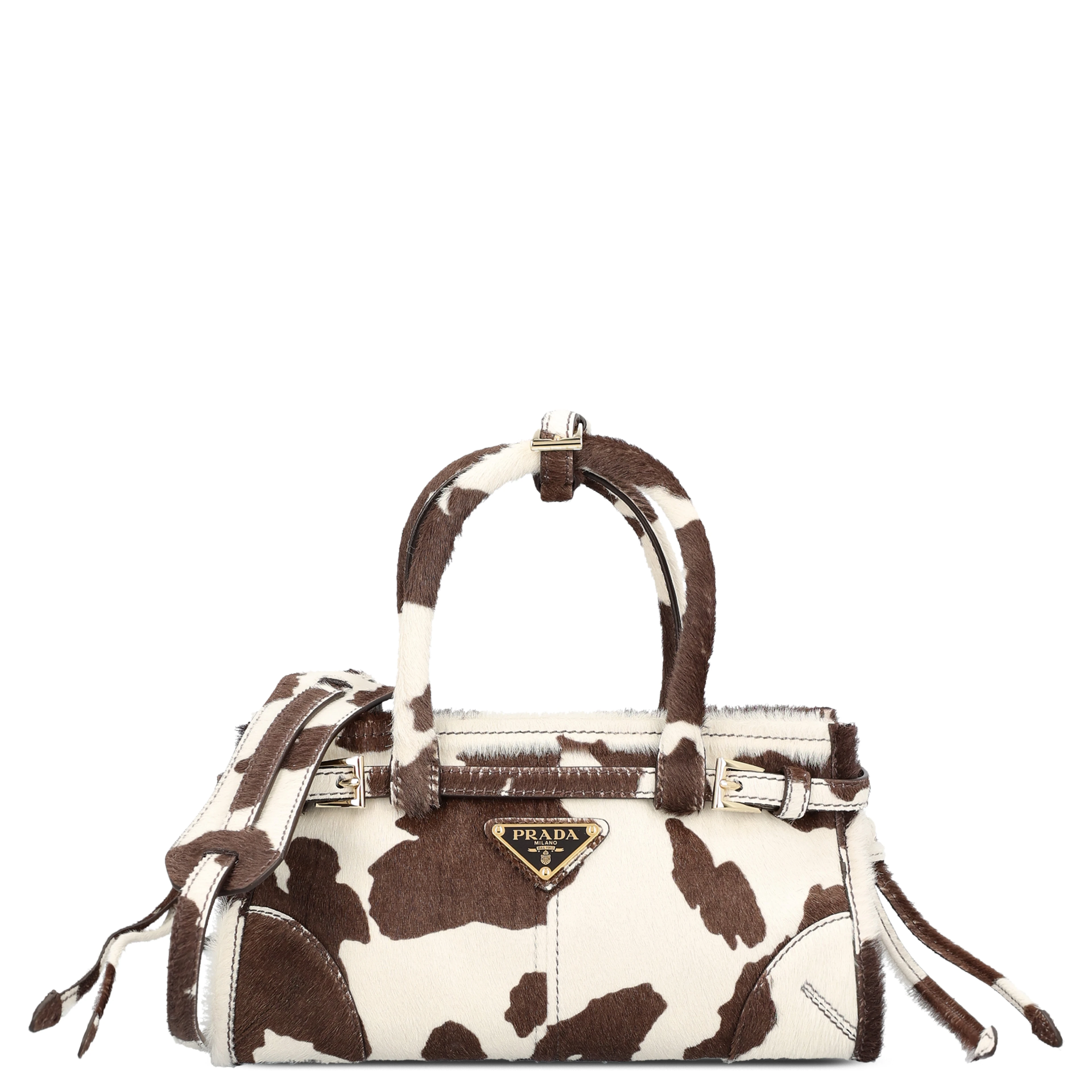 White and dark brown animal print Prada Bonnie mini handbag