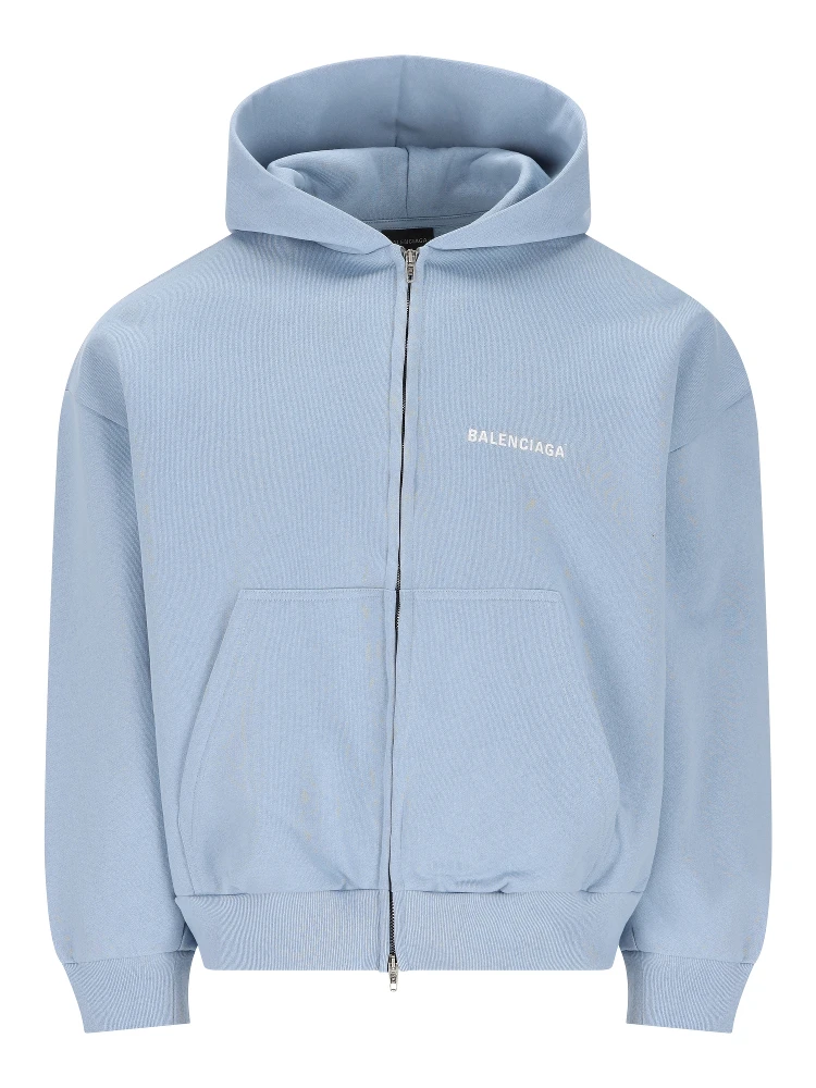 Logo-embroidered zip-up hoodie