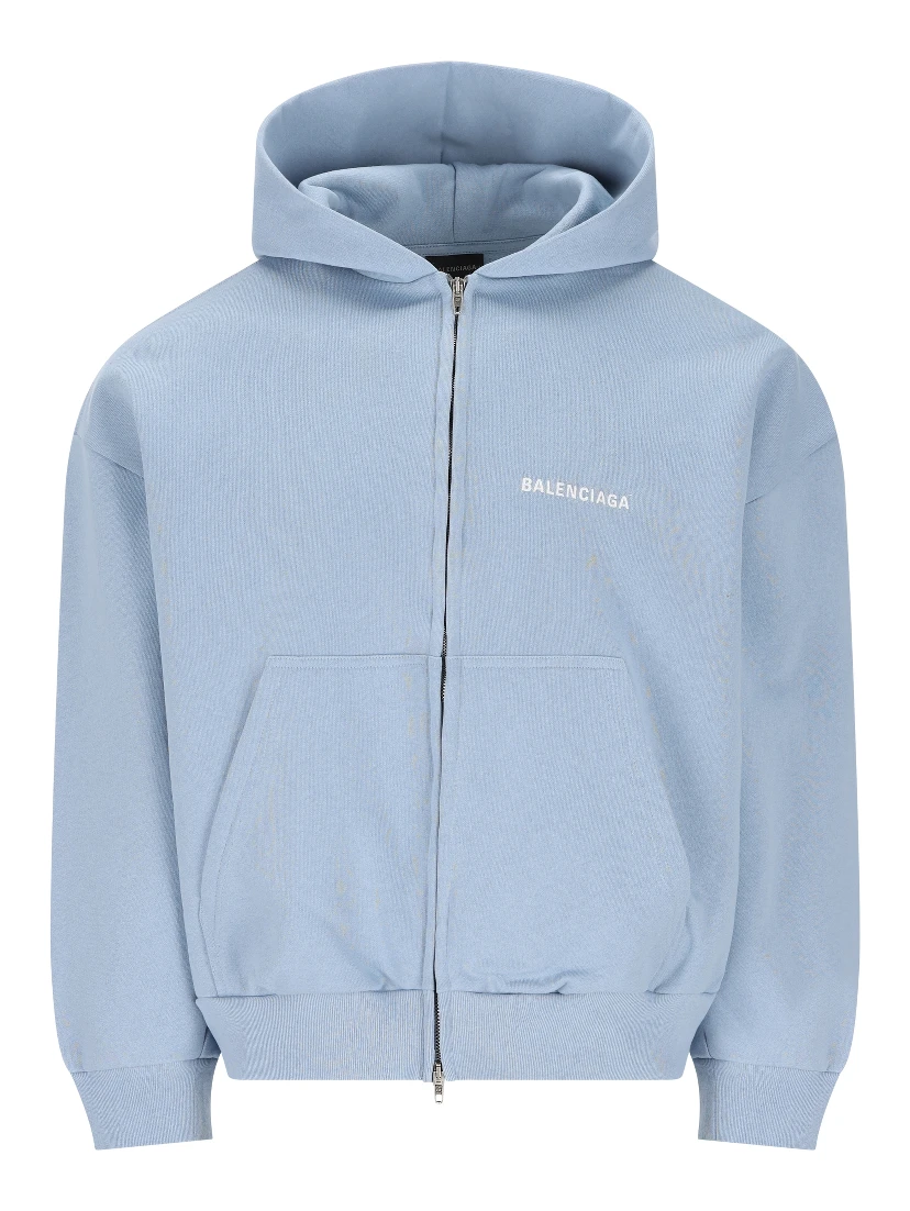 Logo-embroidered zip-up hoodie