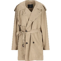 belted double-breasted trench coat