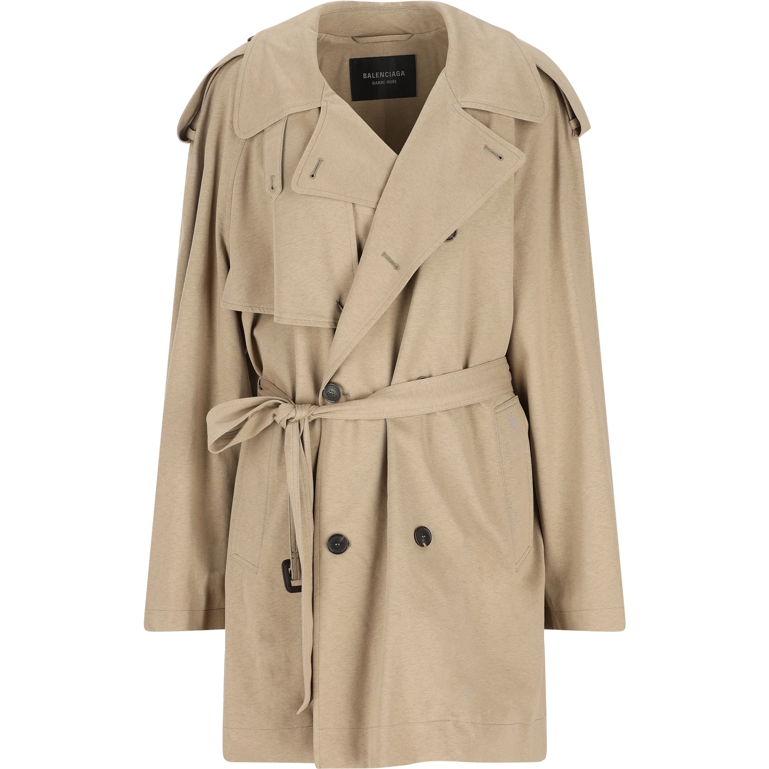 belted double-breasted trench coat