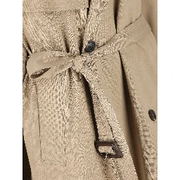 belted double-breasted trench coat
