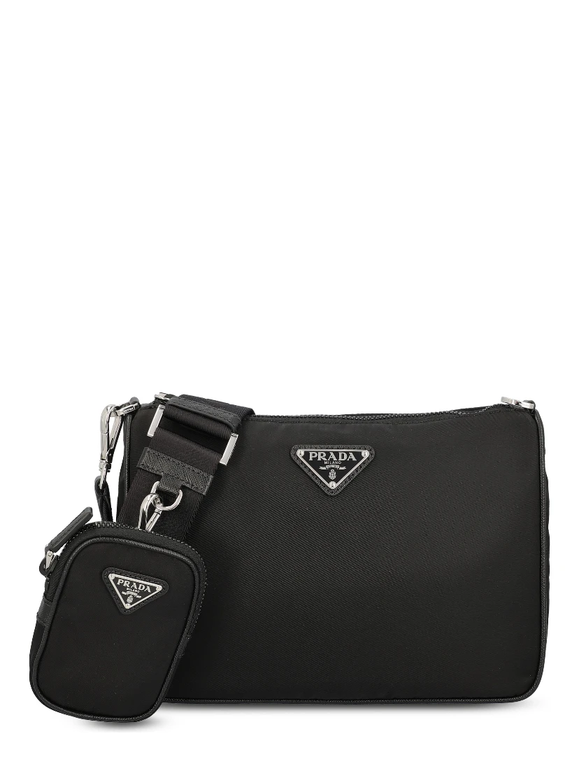 Re-Nylon and Saffiano leather shoulder bag