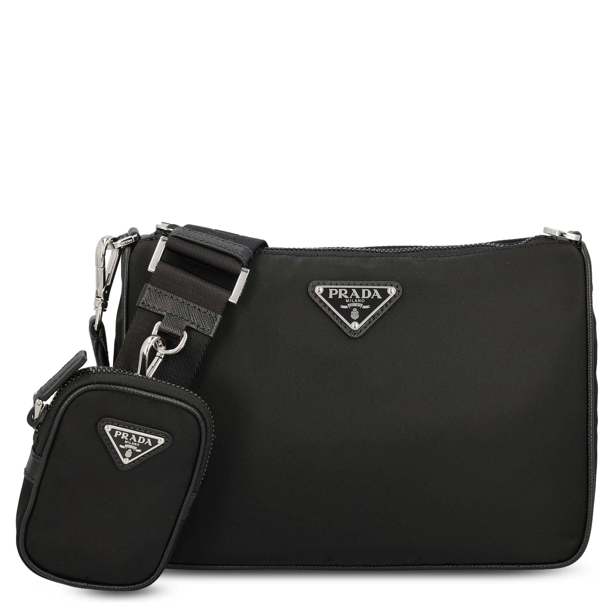 Re-Nylon and Saffiano leather shoulder bag