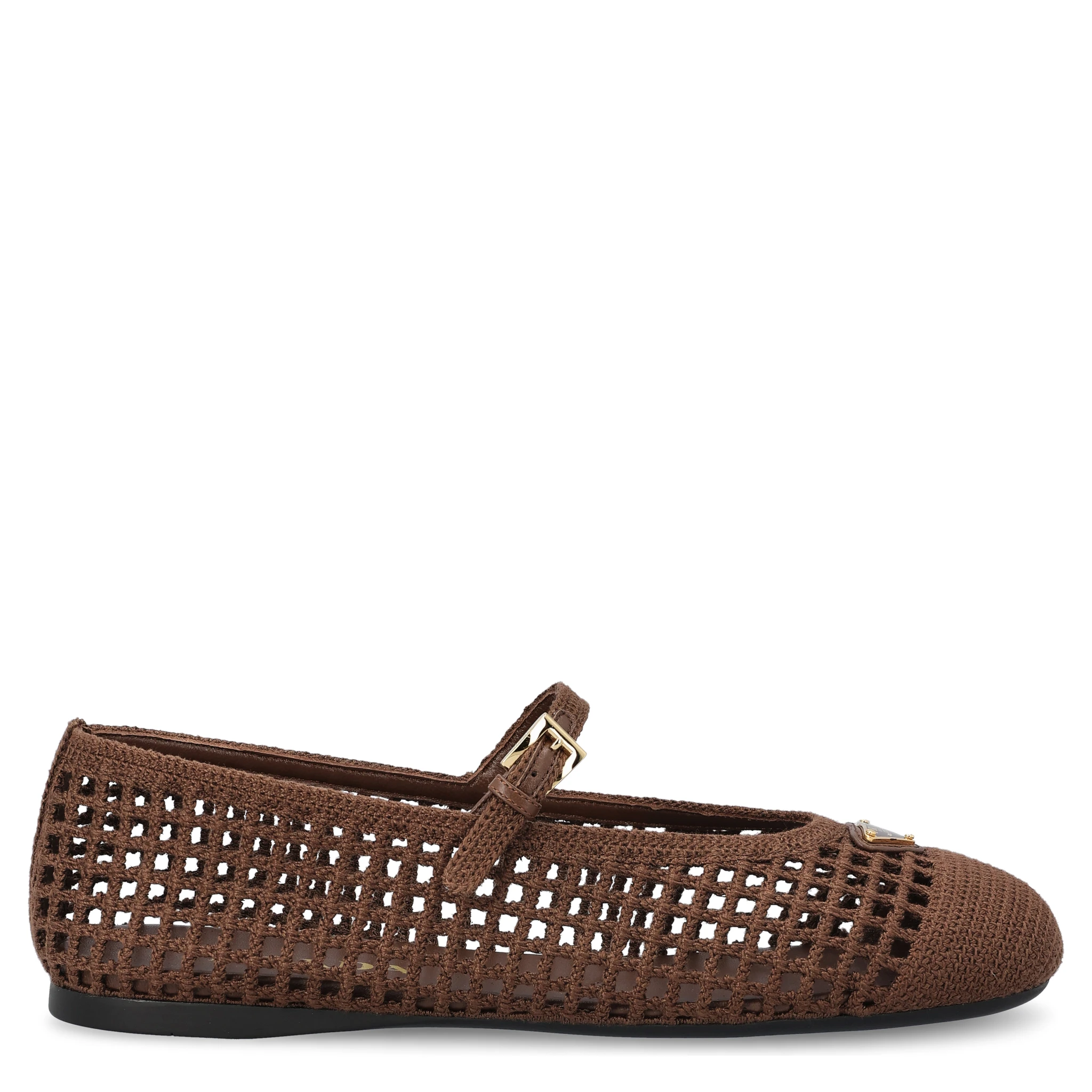 حذاء برادا مسطح بني