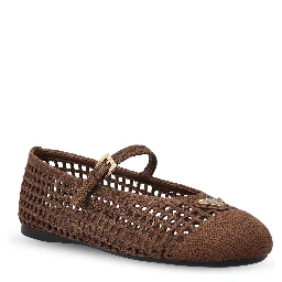 حذاء برادا مسطح بني