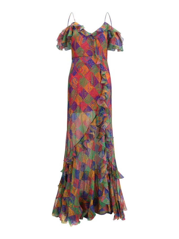Multicolor Silk Casual Dress