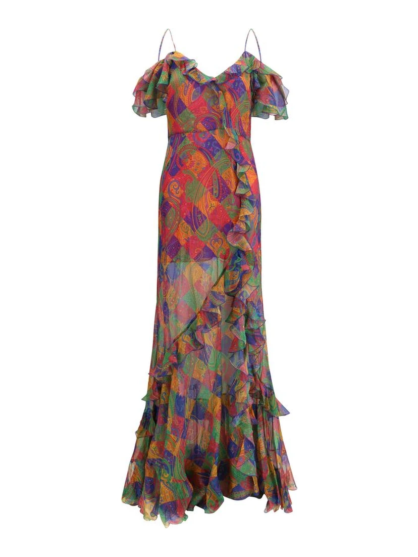 Multicolor Silk Casual Dress