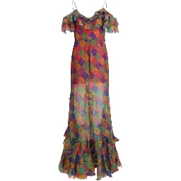 Multicolor Silk Casual Dress