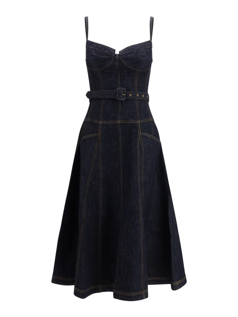Blue Cotton Casual Dress