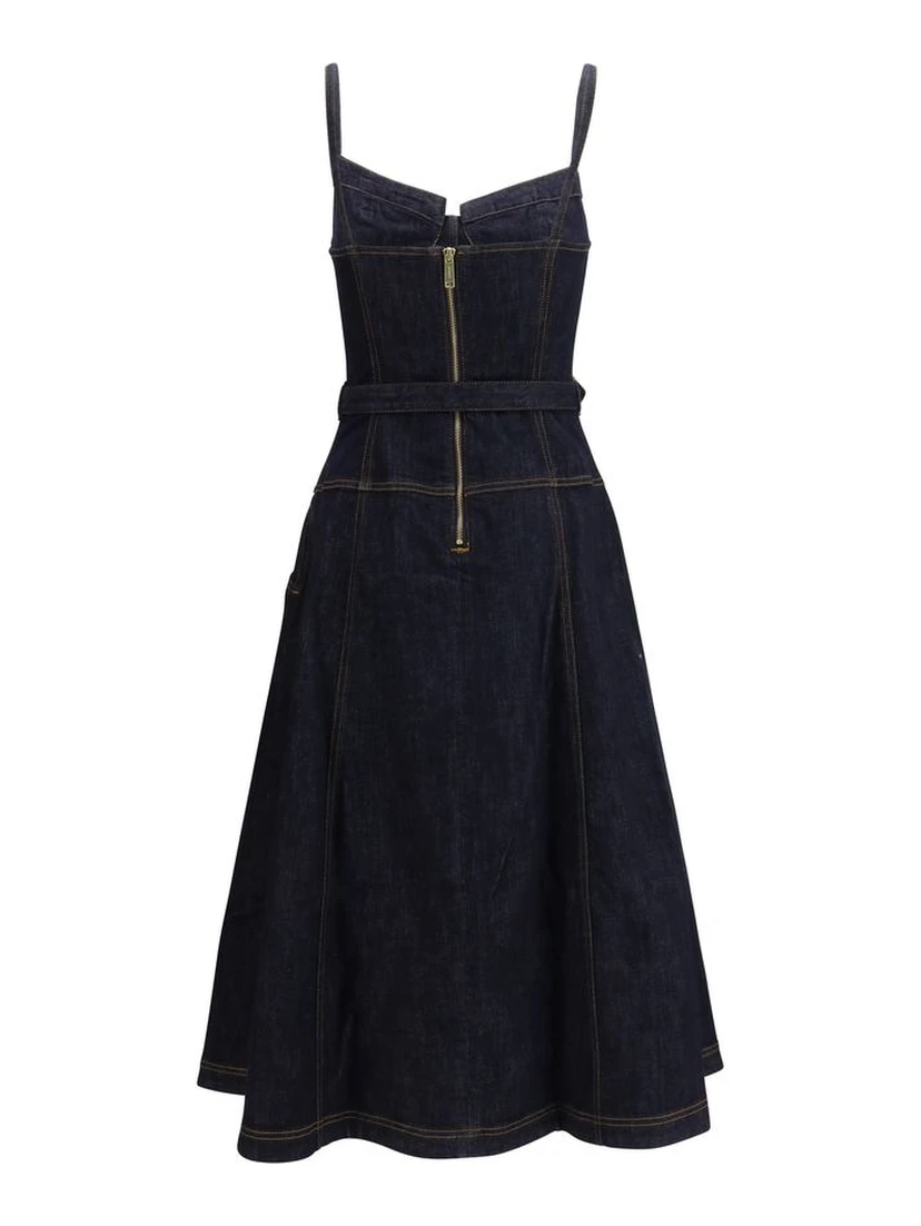 Blue Cotton Casual Dress
