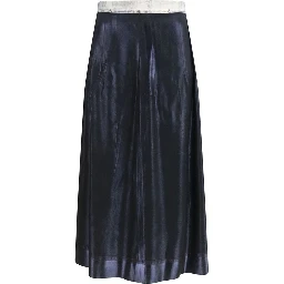 Blue Acetate Midi Skirt
