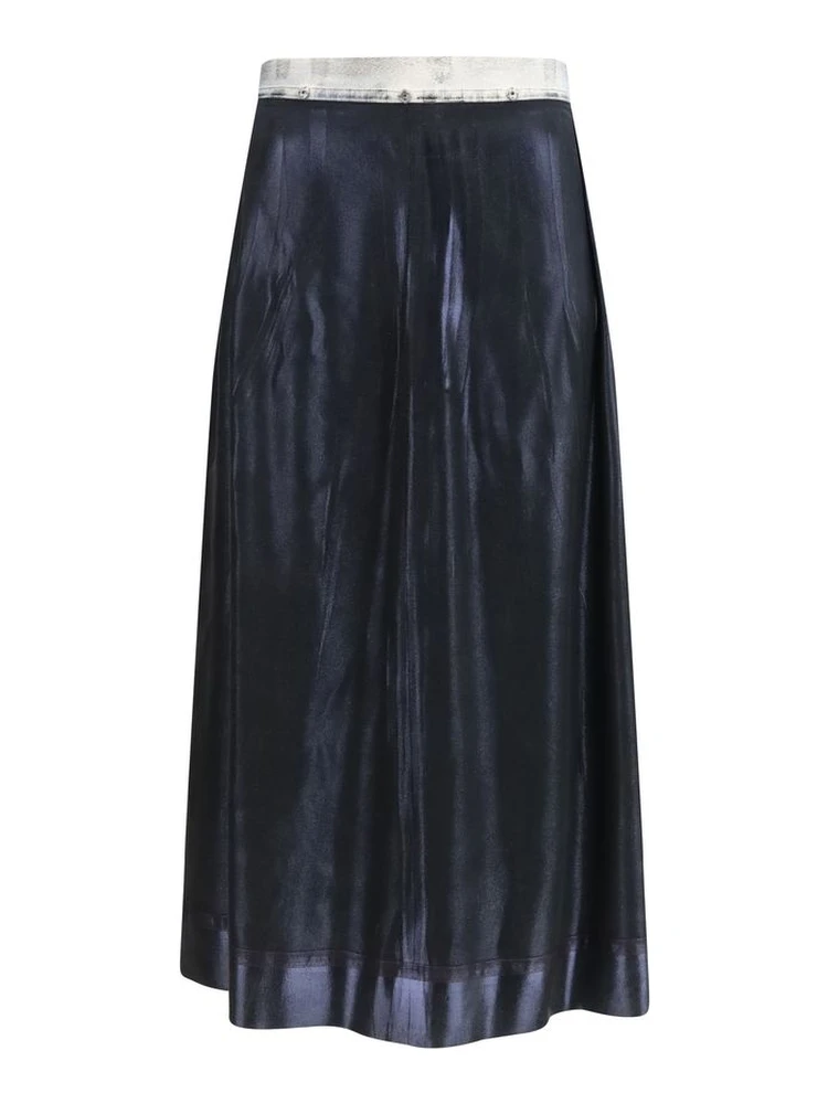 Blue Acetate Midi Skirt