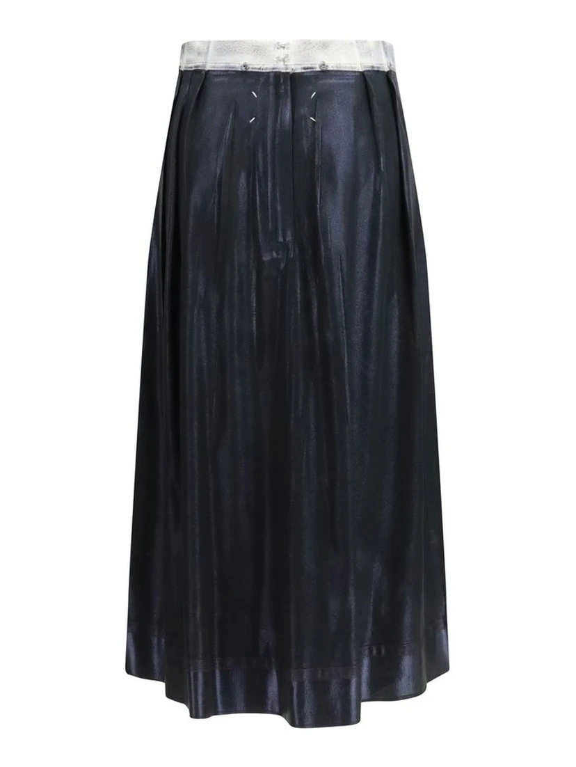 Blue Acetate Midi Skirt