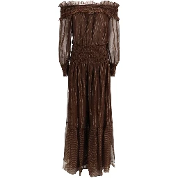 Brown Silk Long Dress