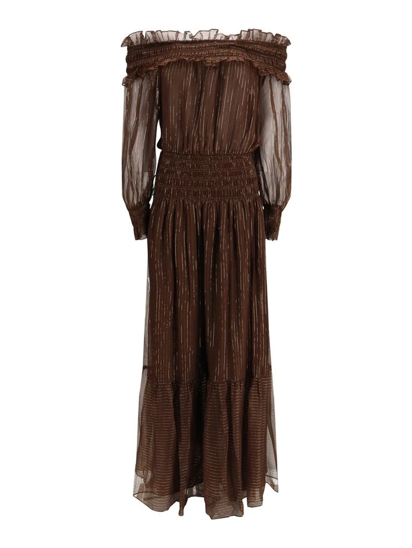 Brown Silk Long Dress