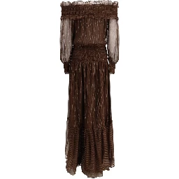 Brown Silk Long Dress