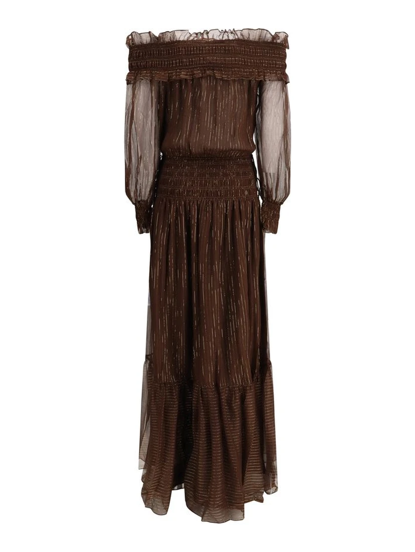 Brown Silk Long Dress