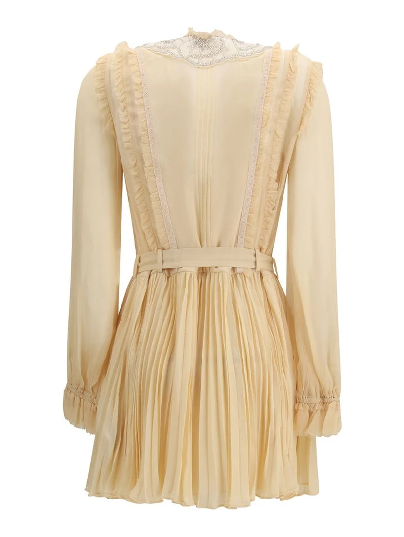 Cream Viscose Casual Dress