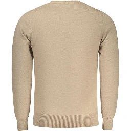Beige Polyester Men's Sweater