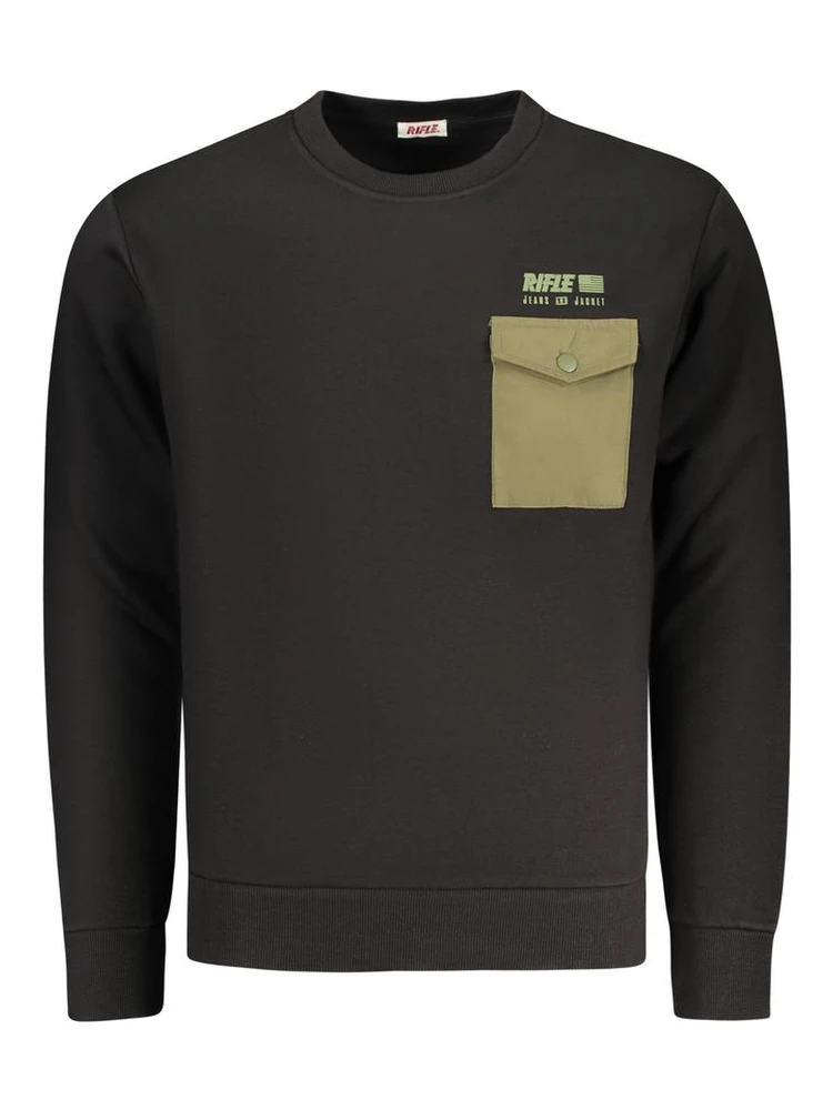 Black Cotton Men's Sweatshirt