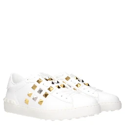 White Leather Low Top Sneakers