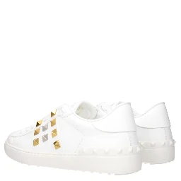 White Leather Low Top Sneakers