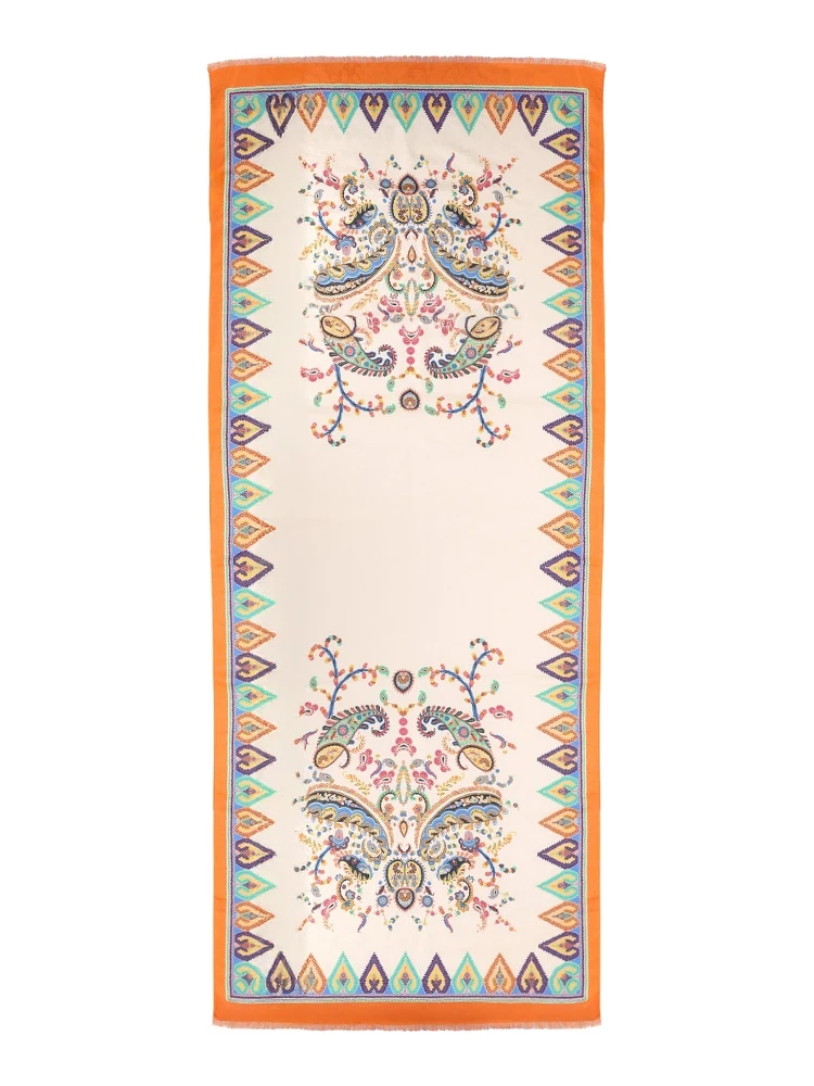 SCARF WITH FLORAL PAISLEY PATTERN