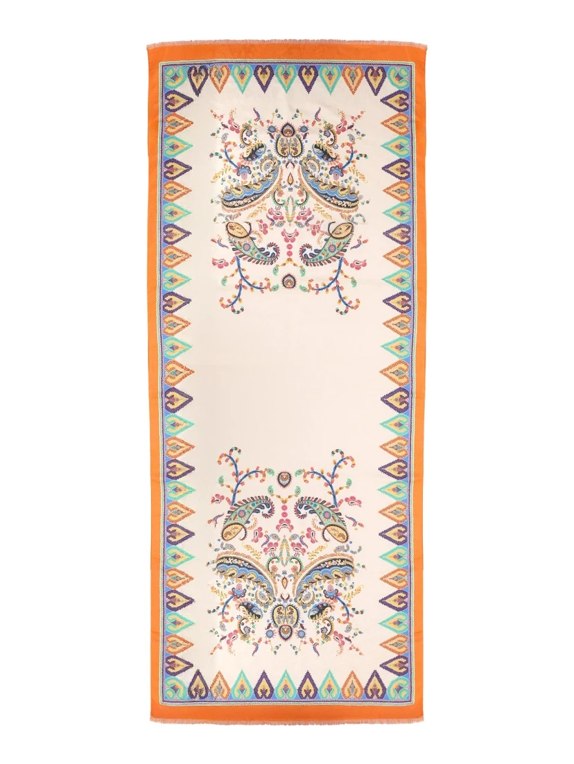 SCARF WITH FLORAL PAISLEY PATTERN