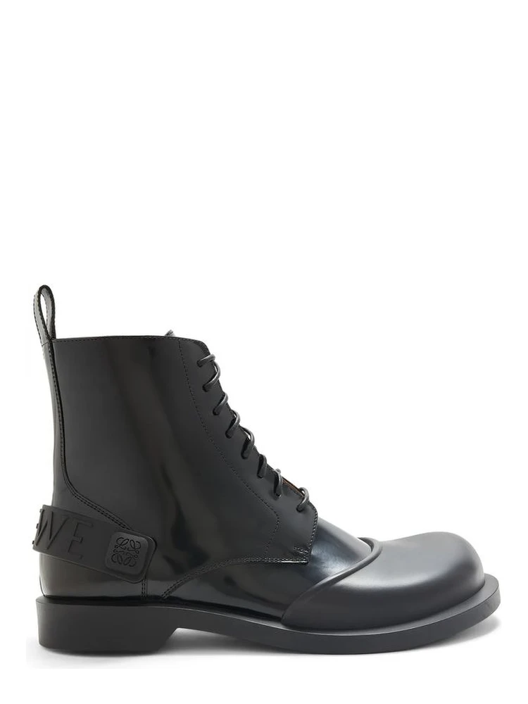 Black Calfskin Lace-Up Boots