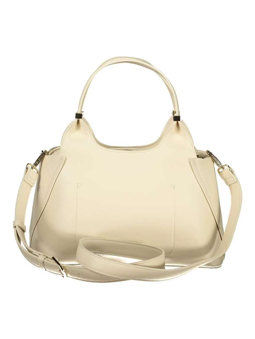 Beige Polyurethane Women Handbag