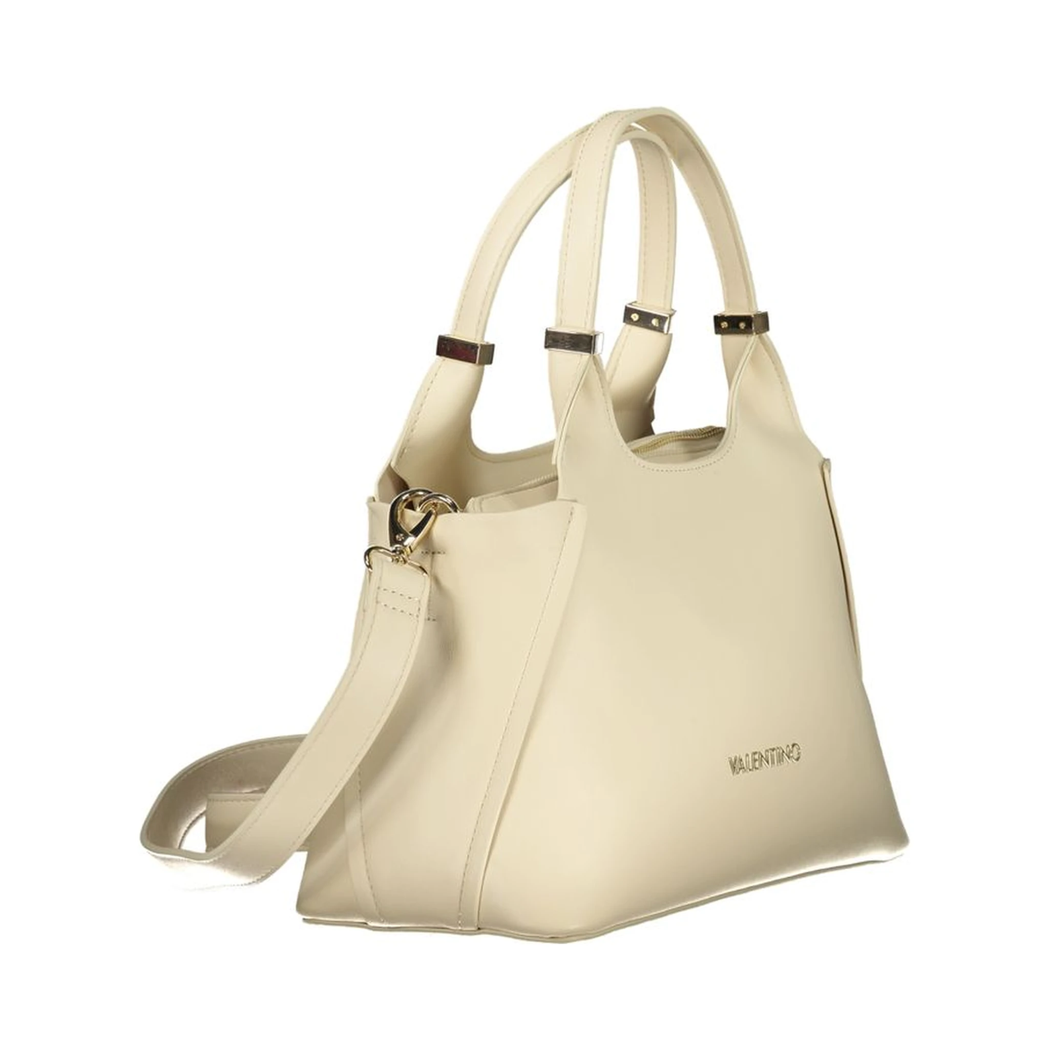 Beige Polyurethane Women Handbag