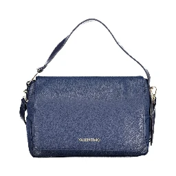 Blue Polyurethane Women Shoulder Bag
