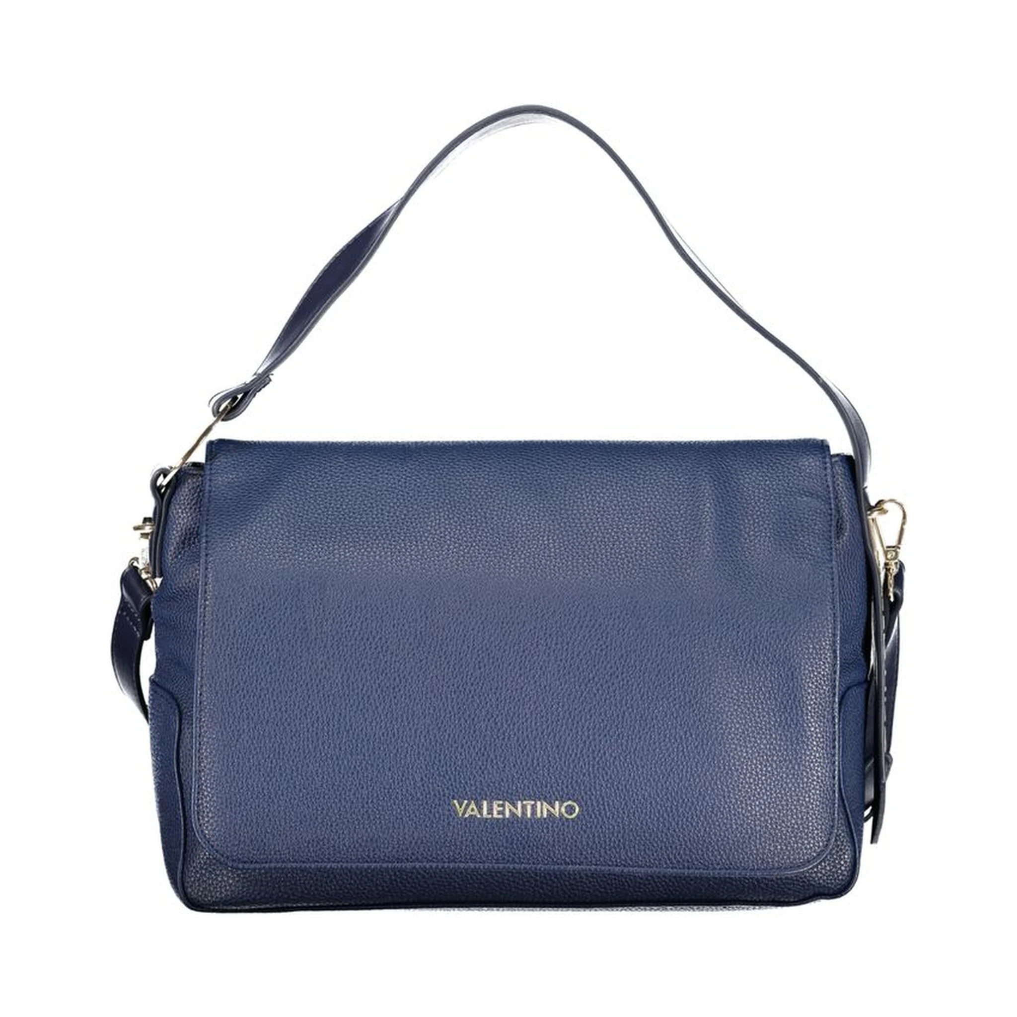 Blue Polyurethane Women Shoulder Bag