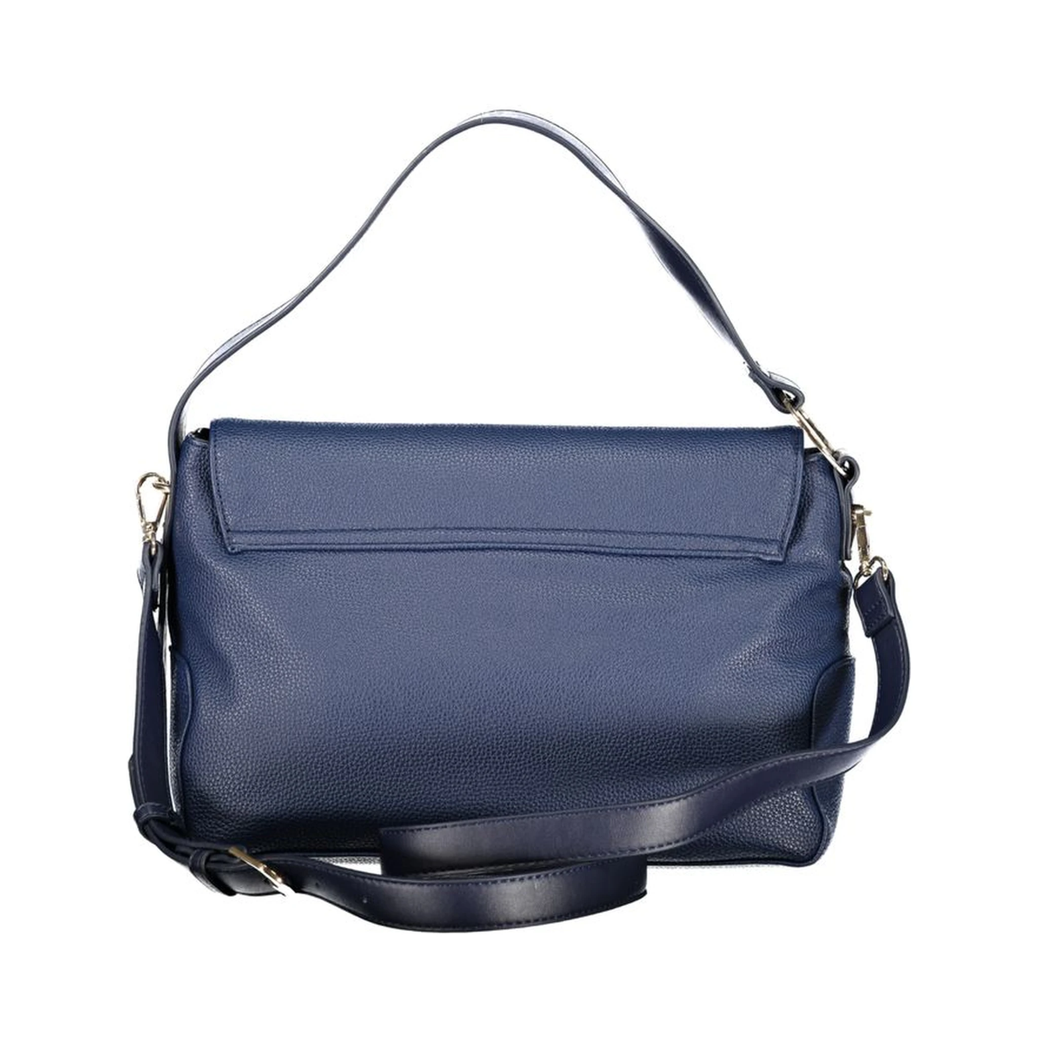 Blue Polyurethane Women Shoulder Bag