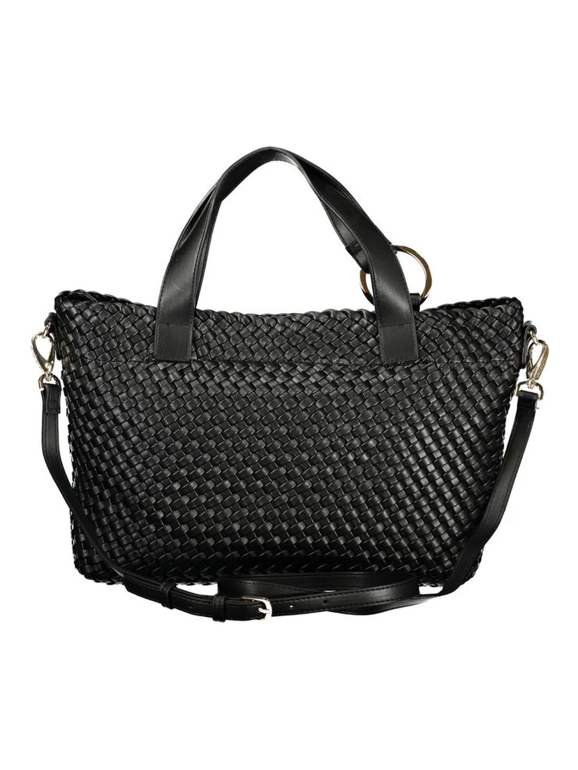 حقيبة يد نسائية سوداء من البولي يوريثان