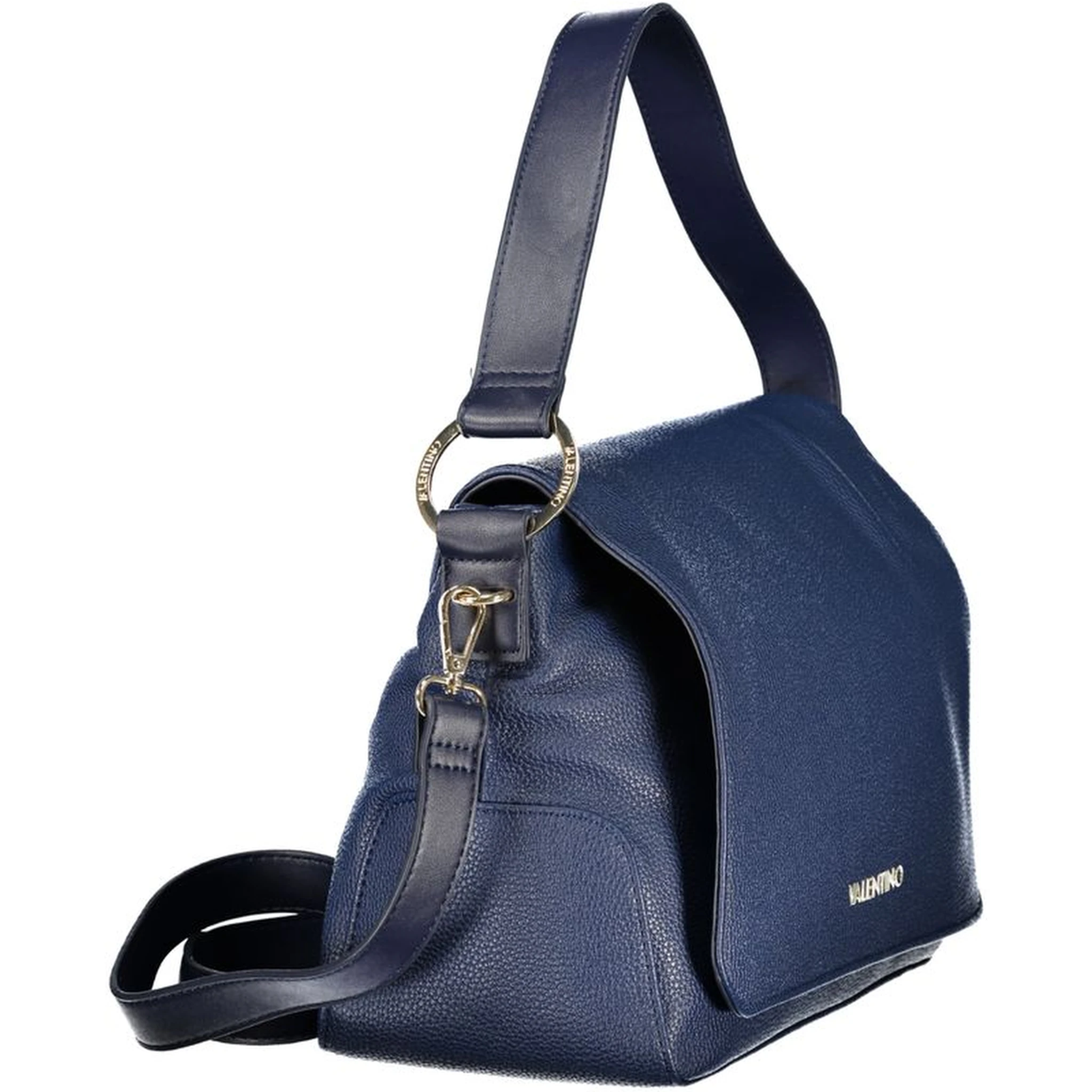 Blue Polyurethane Women Shoulder Bag