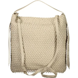 Beige Polyurethane Women Handbag