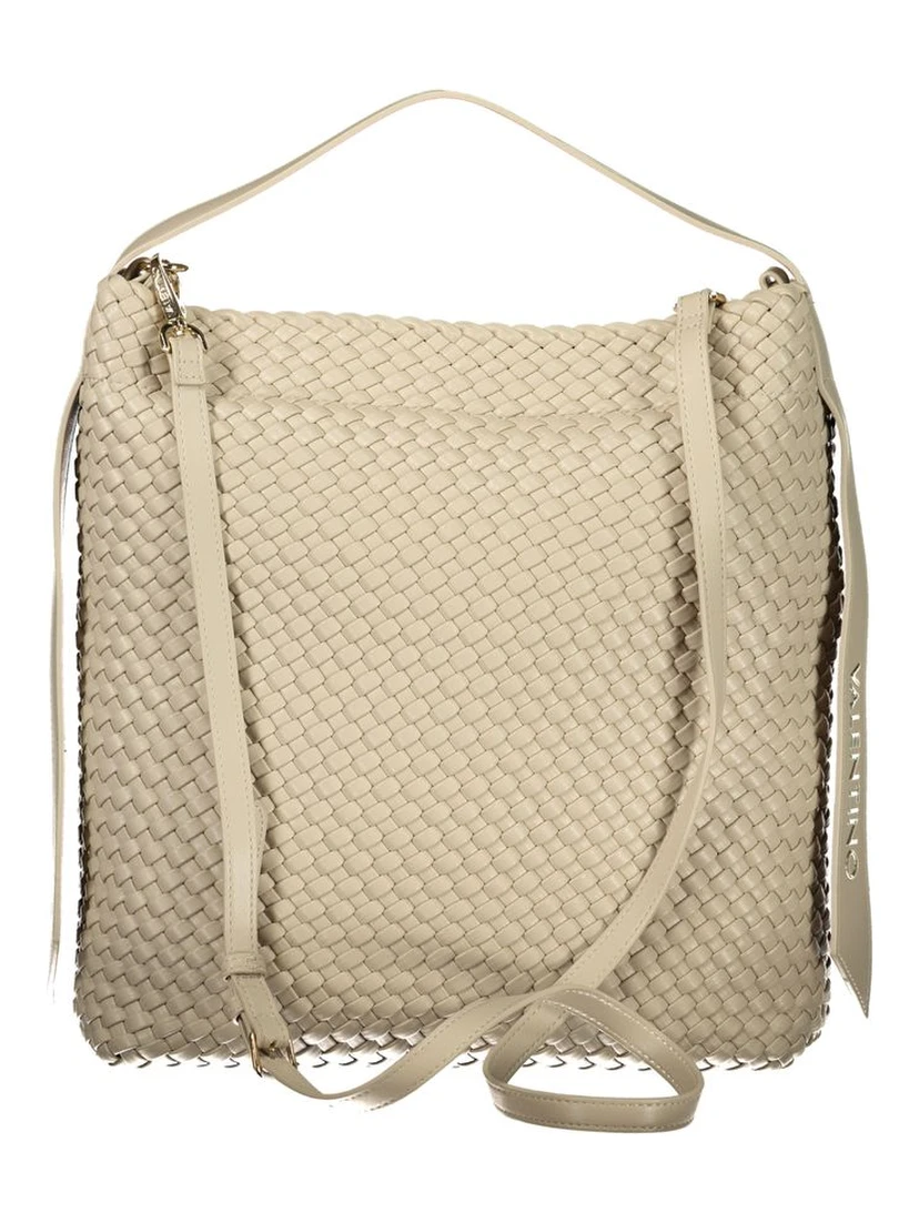 Beige Polyurethane Women Handbag