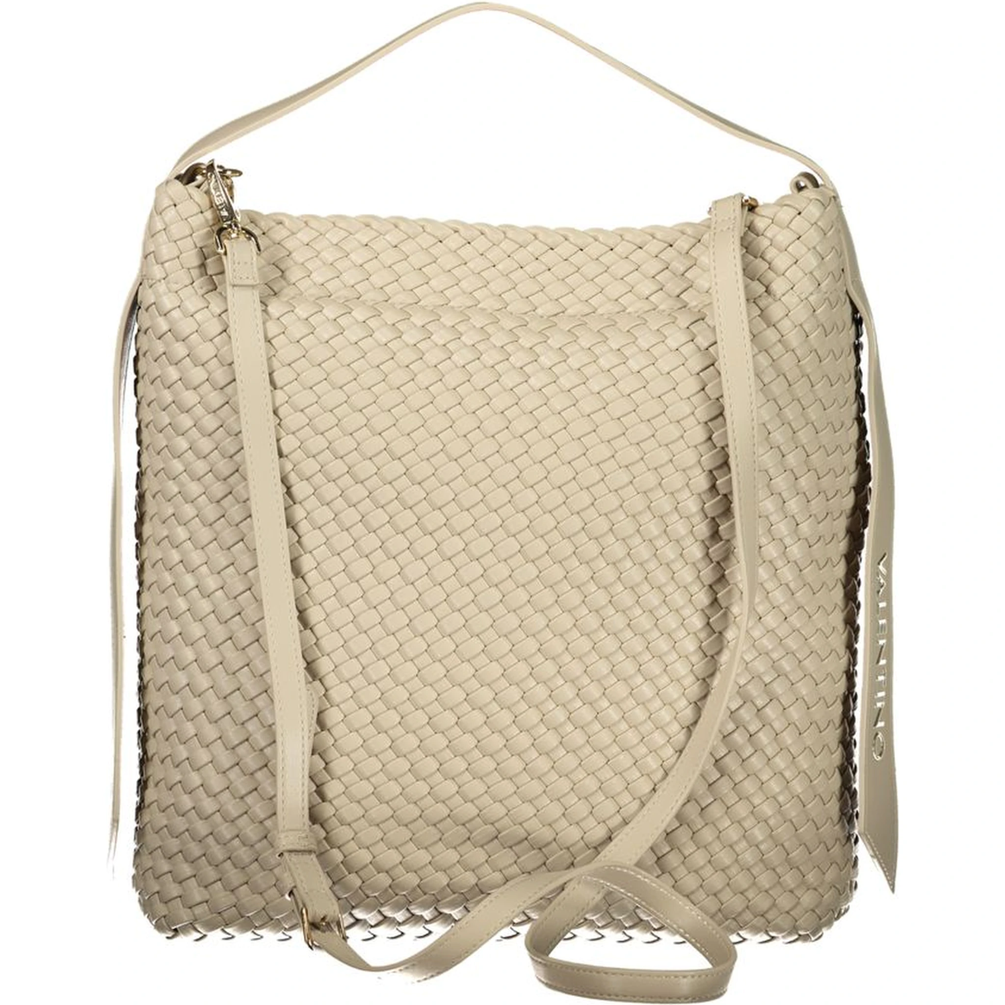 Beige Polyurethane Women Handbag