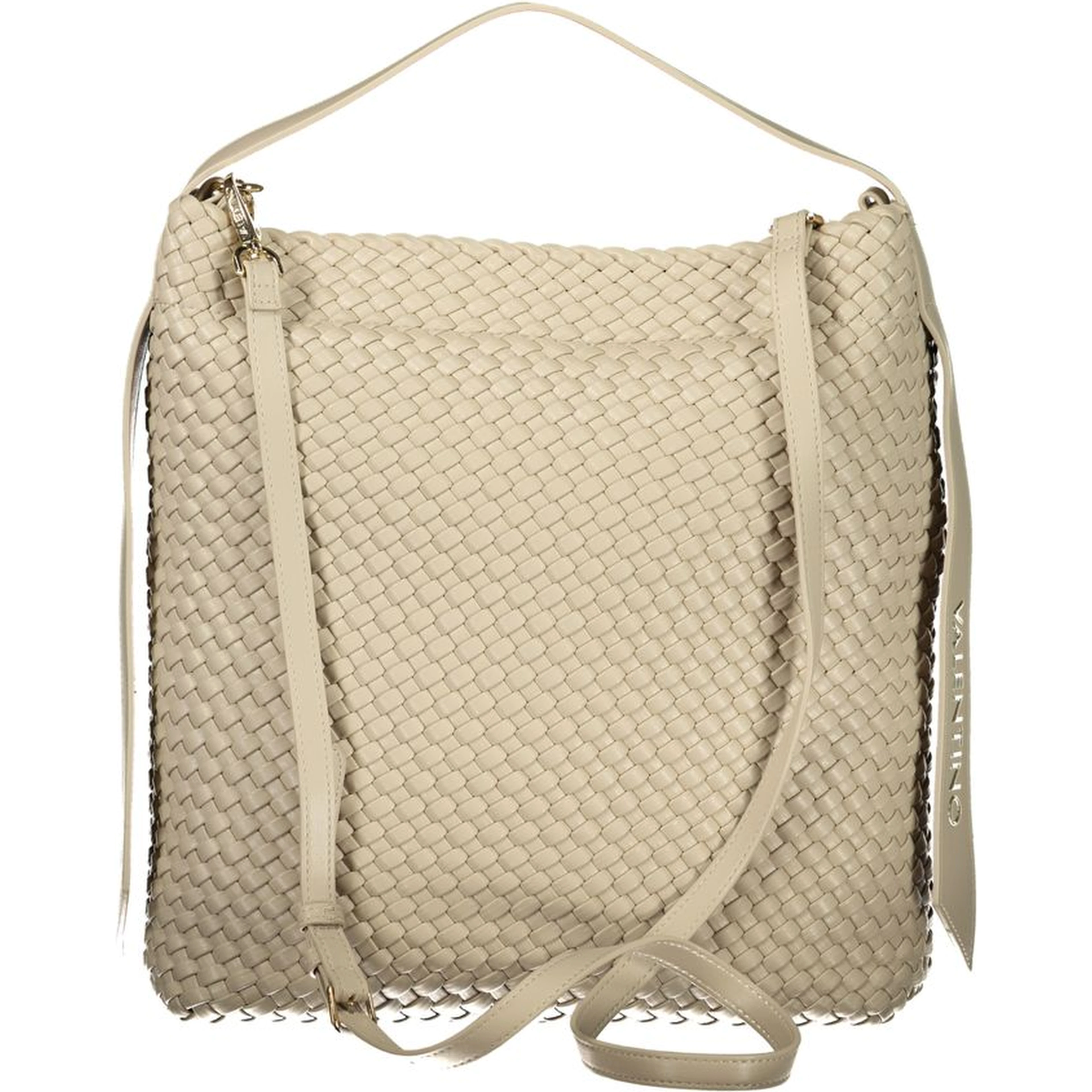 Beige Polyurethane Women Handbag