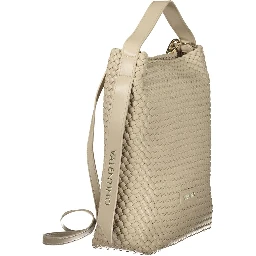Beige Polyurethane Women Handbag