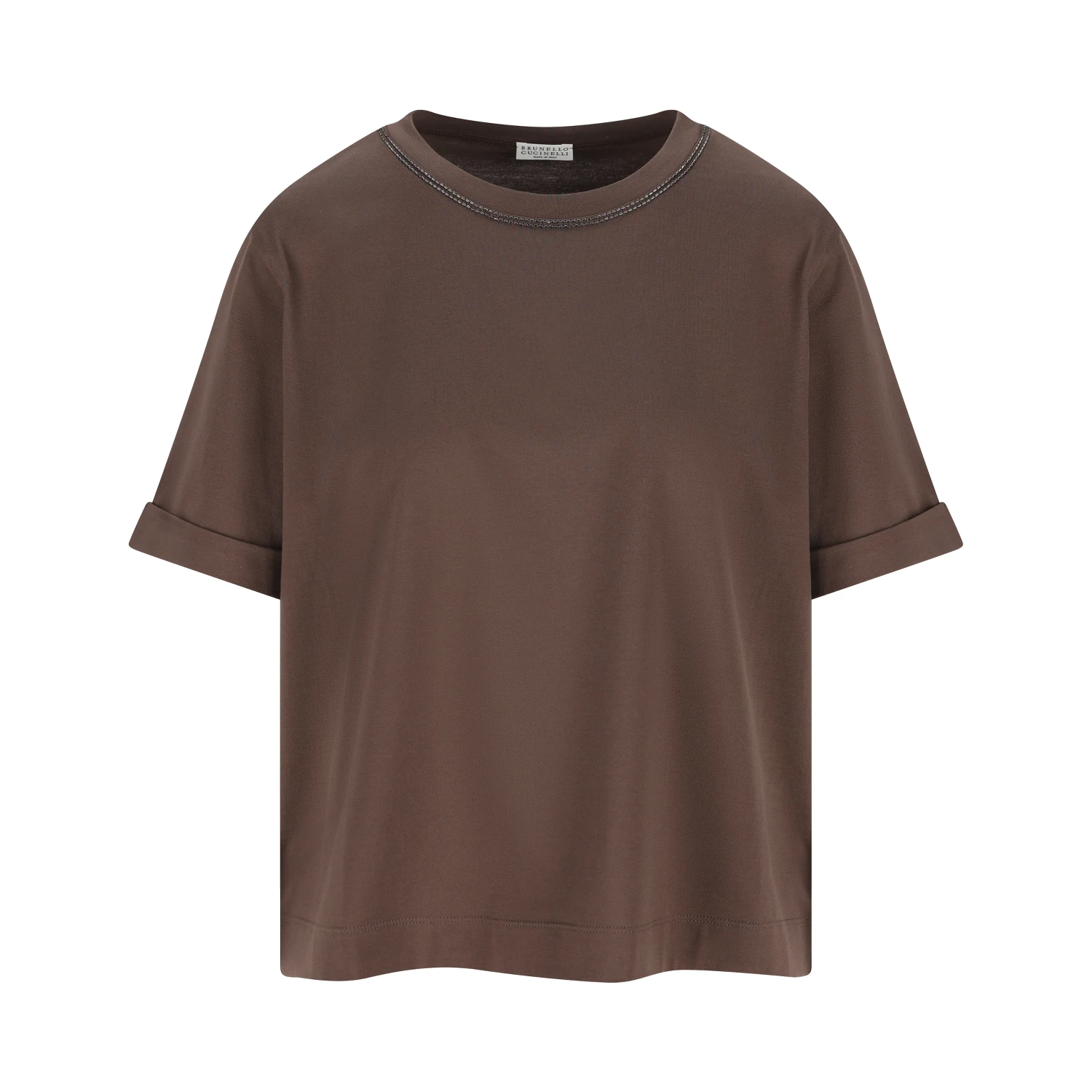 Brown cotton jersey T-shirt