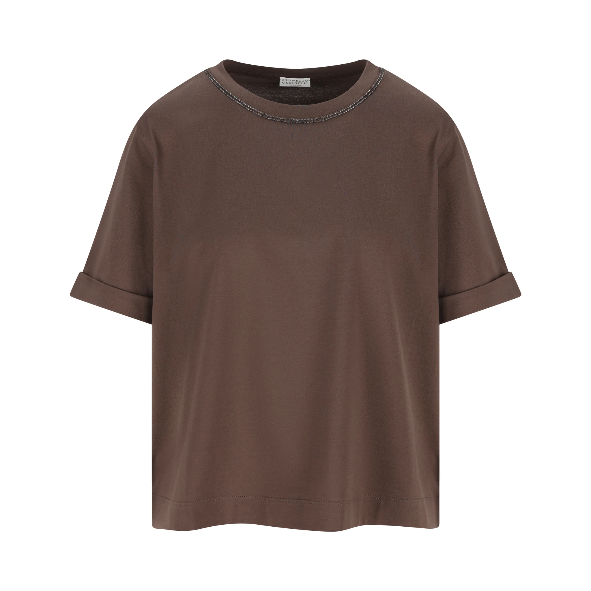 Brown cotton jersey T-shirt