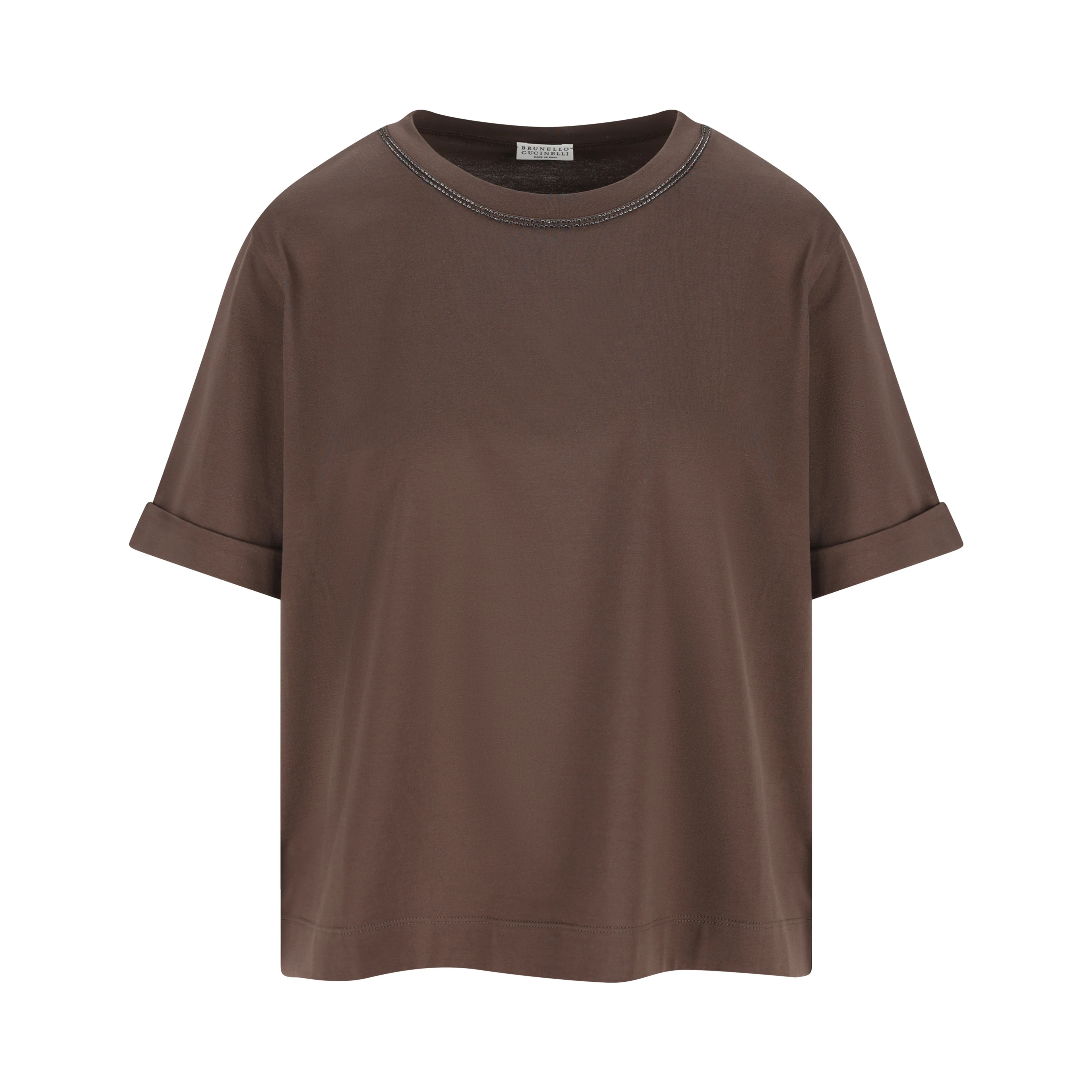 Brown cotton jersey T-shirt