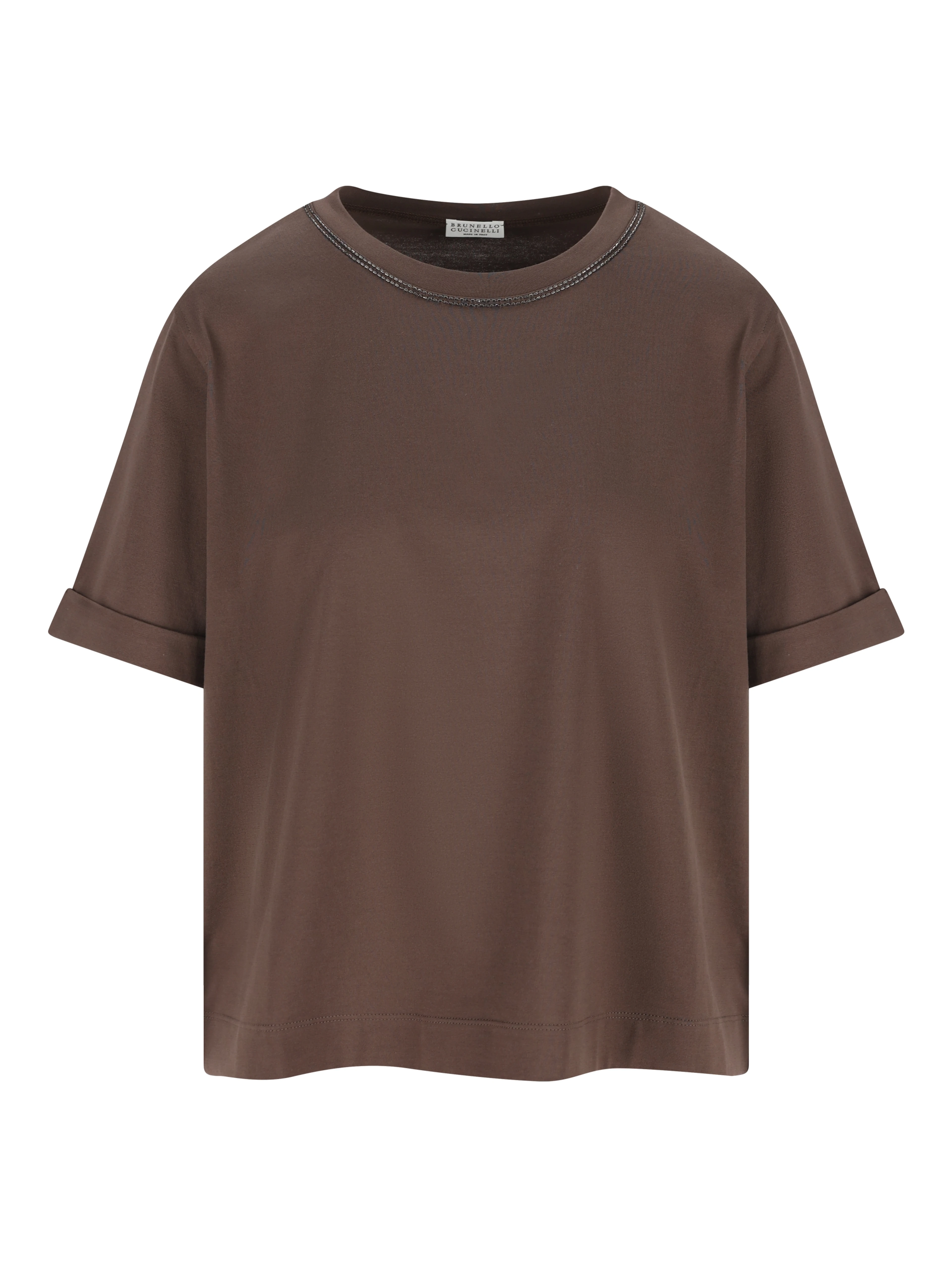 Brown cotton jersey T-shirt